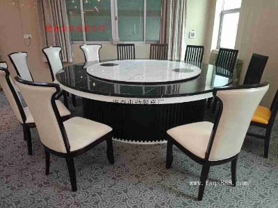 新中式电动餐桌 酒店大圆桌 椭圆形电动餐桌 电动转盘桌