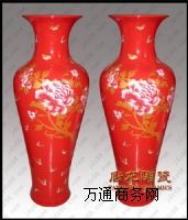 1.2m中国红瓷花开富贵落地大花瓶